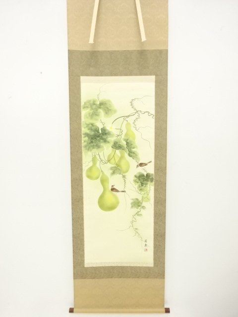 JAPANESE COLLECTIBLE / HANGING SCROLL / SIX GOURDS BY KUNIHIRO / HANDW
